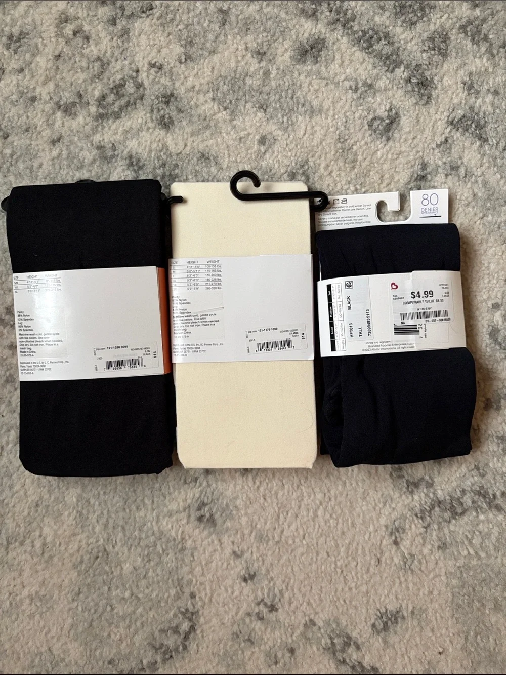 Mixit Black and Cream Control Top Tights Hanes Black - Pack of 3